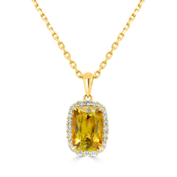 2.41Ct Sphene Pendant With 0.20Tct Diamonds Set In 14K Yellow Gold