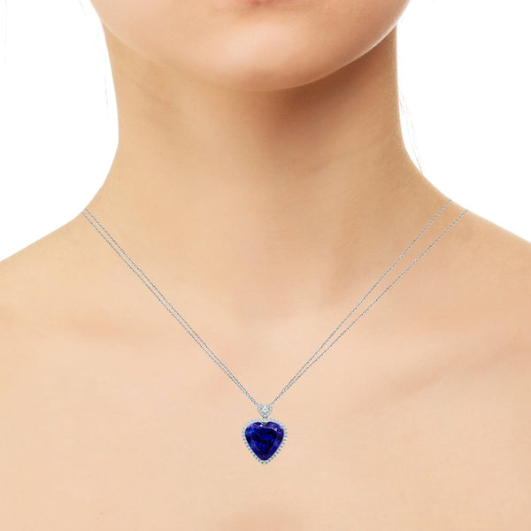 38.47 Tanzanite Necklaces with 1.65tct Diamond set in 18K White Gold