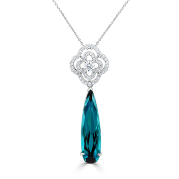 2.68Ct Tourmaline Pendant With 0.28Tct Diamonds Set In 14K White Gold