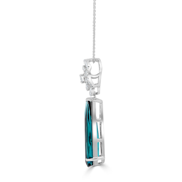 2.68Ct Tourmaline Pendant With 0.28Tct Diamonds Set In 14K White Gold