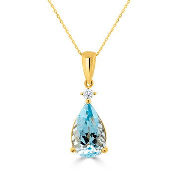 2.83ct Aquamarine Pendant with 0.07ct Diamonds set in 14K Yellow Gold