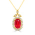 2.45ct Rhodonite Pendants with 0.31tct Diamond set in 14K Yellow Gold