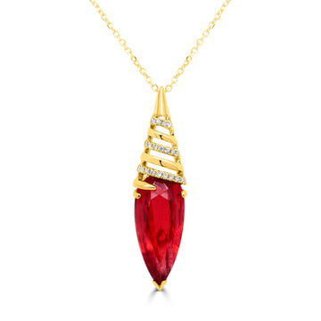 7.52ct Rhodonite Pendants with 0.09tct Diamond set in 14K Yellow Gold