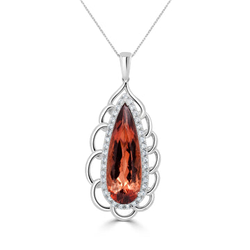 5.85Ct Tourmaline Pendant With 0.32Tct Diamonds Set In 14K White Gold
