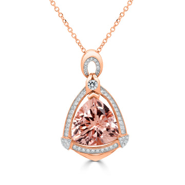 5.14Ct Morganite Pendant With 0.29Tct Diamonds Set In 14K Rose Gold