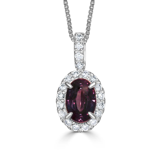 0.59ct Natural Alexandrite Necklaces with 0.12tct diamonds set in Platinum