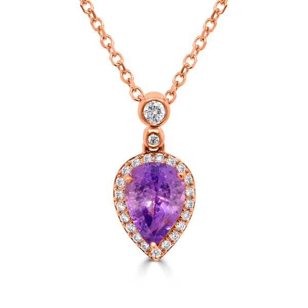 1.38ct Sapphire Pendant with 0.04ct Diamonds set in 14K Rose Gold