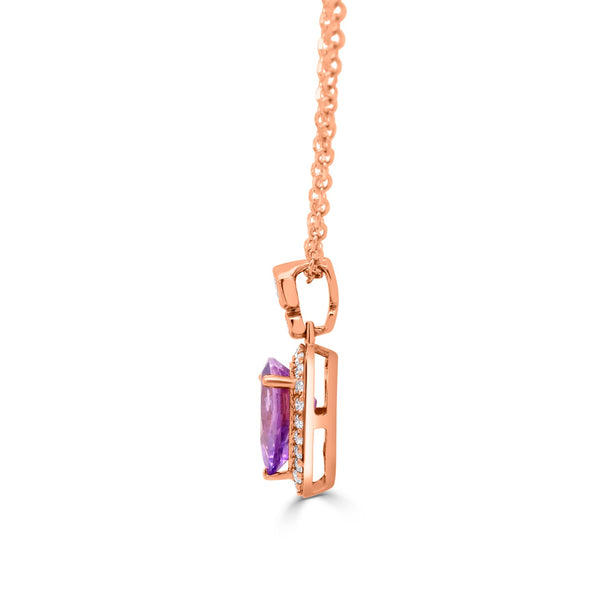 1.38ct Sapphire Pendant with 0.04ct Diamonds set in 14K Rose Gold