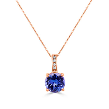 1.31Ct Tanzanite Pendant With 0.02Tct Diamonds Set In 14K Rose Gold