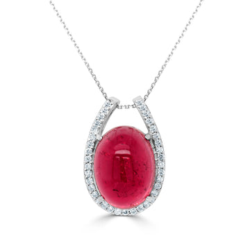 15.24ct Tourmaline Pendant with 0.4tct Diamonds set in Platinum