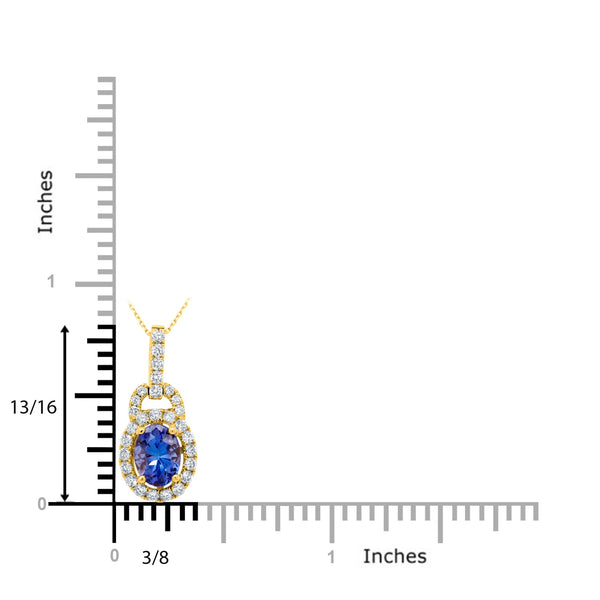 1.11 Tanzanite Pendants with 0.42tct Diamond set in 14K Yellow Gold