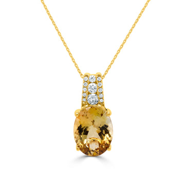 2.91Ct Golden Tanzanite Pendant With 0.12Tct Diamonds Set In 14K Yellow Gold