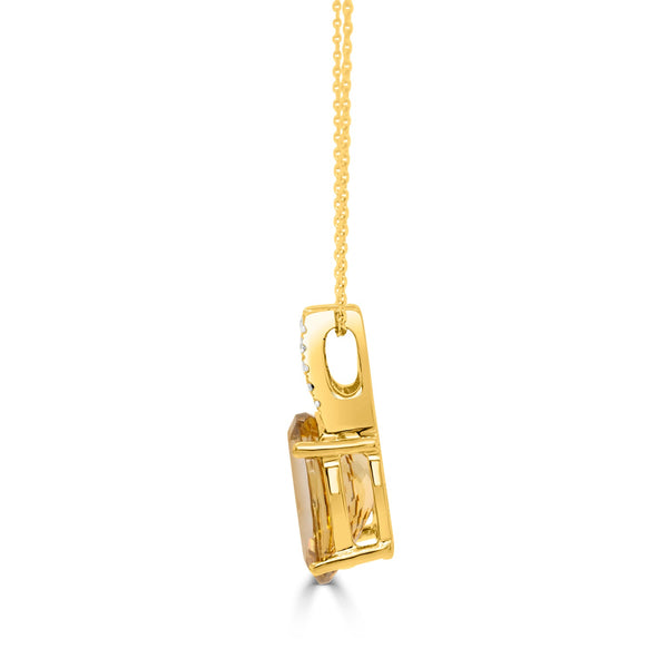 2.91Ct Golden Tanzanite Pendant With 0.12Tct Diamonds Set In 14K Yellow Gold