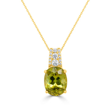 3.19Ct Sphene Pendant With 0.13Tct Diamonds Set In 14K Yellow Gold