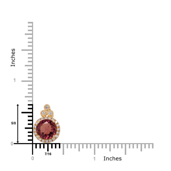 1.76ct Tourmaline pendant with 0.19tct diamonds set in 14K yellow gold
