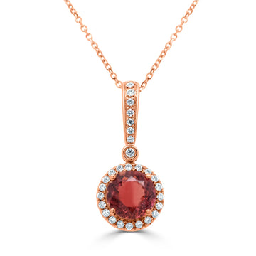 1.95Ct Tourmaline Pendant With 0.22Tct Diamonds Set In 14K Rose Gold