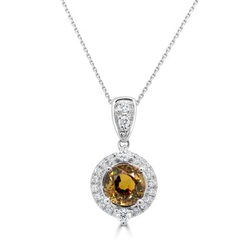 1.58ct Demantoid Garnet Pendant with 0.21ct Diamonds set in 14K White Gold