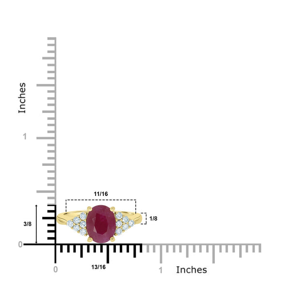 2.08ct Ruby Ring With 0.22tct Diamonds Set In 14K Yellow Gold