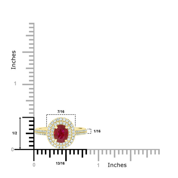 1.19Ct Ruby Ring With 0.40Tct Diamonds Set In 14K Yellow Gold