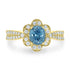 1.98ct Blue Zircon Ring with 0.34tct Diamonds set in 14K Yellow Gold