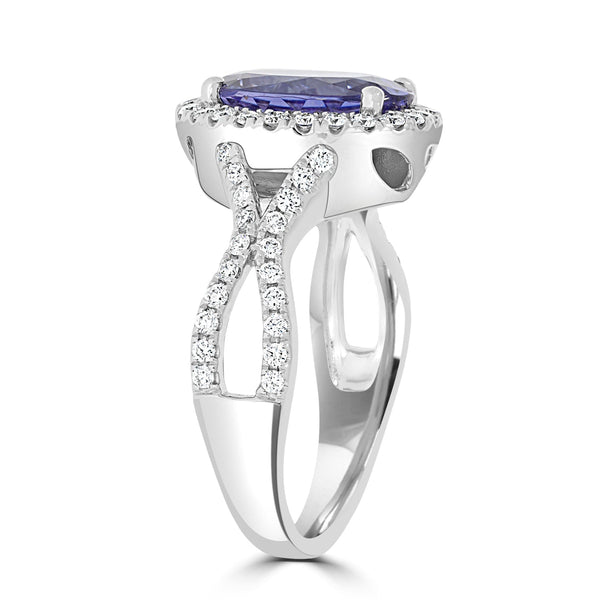 3.59ct Tanzanite Ring With 0.50tct Diamonds Set In 14kt White Gold