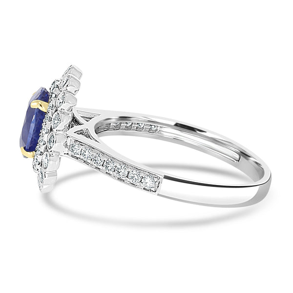 1.4ct Sapphire Rings with 0.44tct Diamond set in 14K White Gold