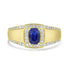 1.09ct Sapphire Men Rings with 0.43tct Diamond set in 14K Yellow Gold