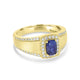 1.09ct Sapphire Men Rings with 0.43tct Diamond set in 14K Yellow Gold