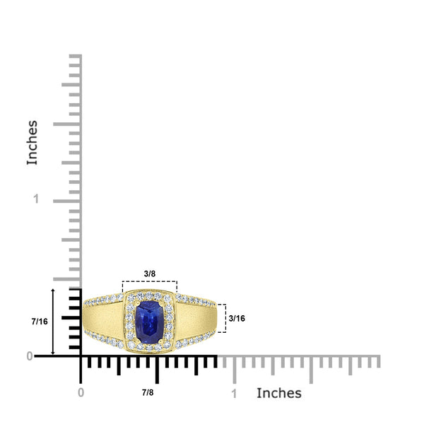 1.09ct Sapphire Men Rings with 0.43tct Diamond set in 14K Yellow Gold