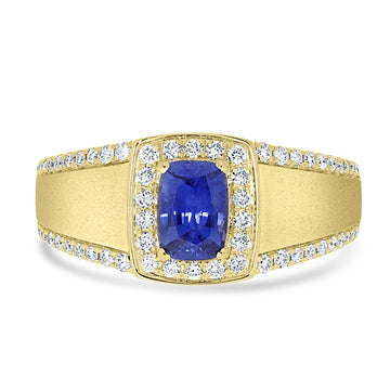 1.2ct Sapphire Rings with 0.43tct Diamond set in 14K Yellow Gold