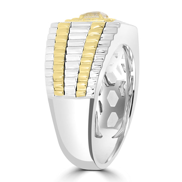 0.51ct Yellow Diamond Rings with 0.35tct Diamond set in 14K Two Tone Gold