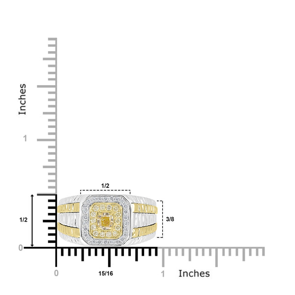 0.51ct Yellow Diamond Rings with 0.35tct Diamond set in 14K Two Tone Gold