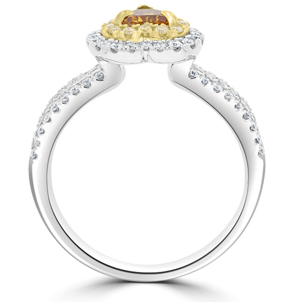 0.29ct Orange Diamond Rings with 0.71tct Diamond set in 14K Two Tone Gold