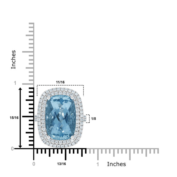 11.6ct Aquamarine Rings with 1.1tct Diamond set in 14K White Gold