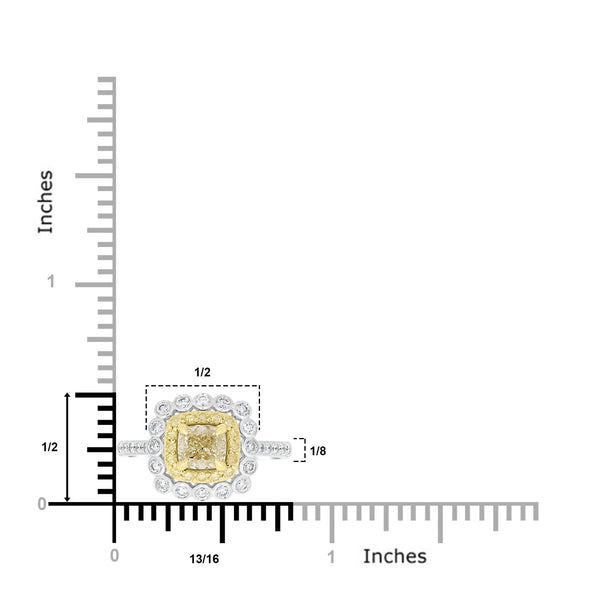 1.02ct Yellow Diamond Rings with 0.63tct Diamond set in 14K Two Tone Gold