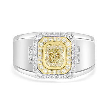 1ct Yellow Diamond Ring with 0.42ct Diamonds set in 14K Two Tone