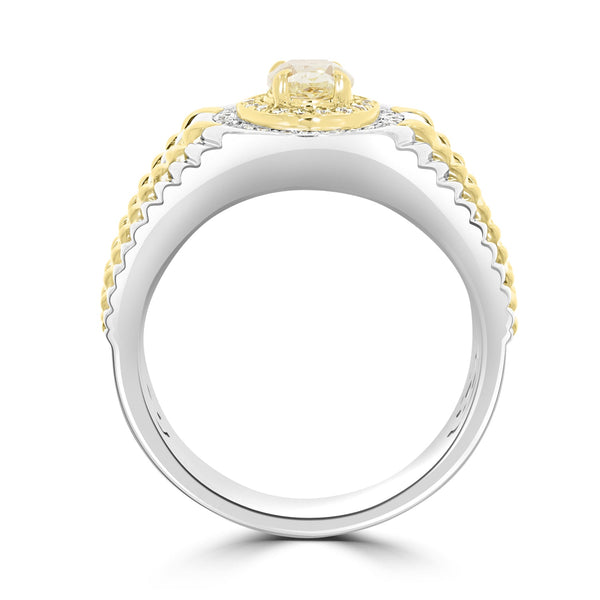 1ct Yellow Diamond Ring with 0.31ct Diamonds set in 14K Two Tone