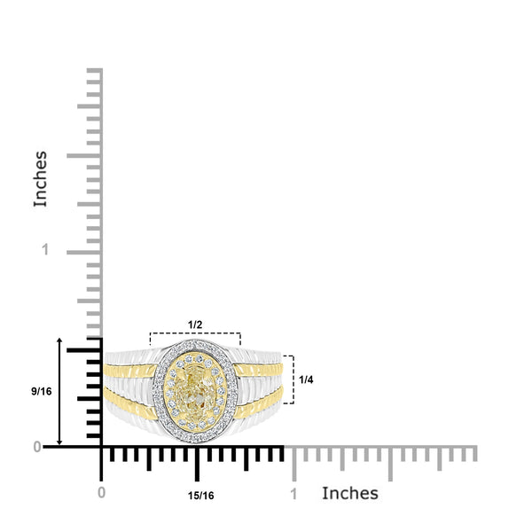 1ct Yellow Diamond Ring with 0.31ct Diamonds set in 14K Two Tone