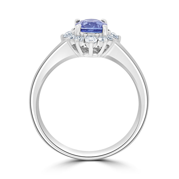 1.05ct Sapphire Rings with 0.29tct Diamond set in 14K White Gold
