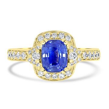 1.26ct Sapphire Rings with 0.37tct Diamond set in 14K Yellow Gold