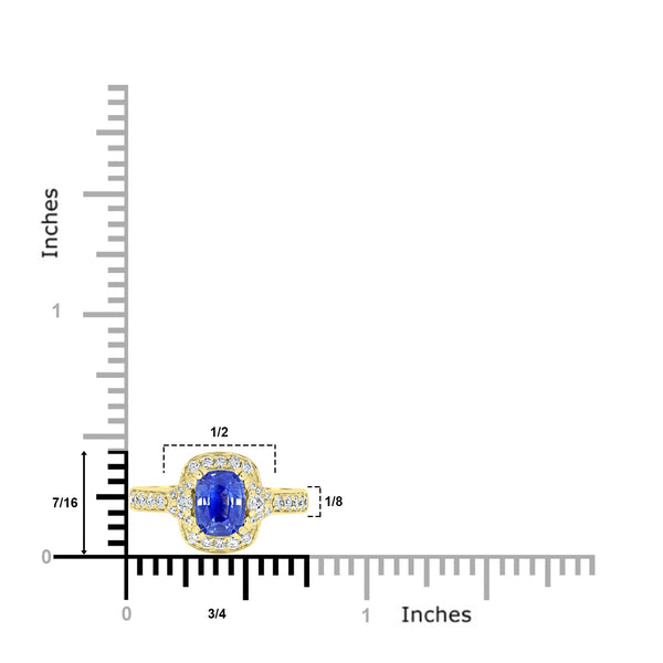 1.26ct Sapphire Rings with 0.37tct Diamond set in 14K Yellow Gold