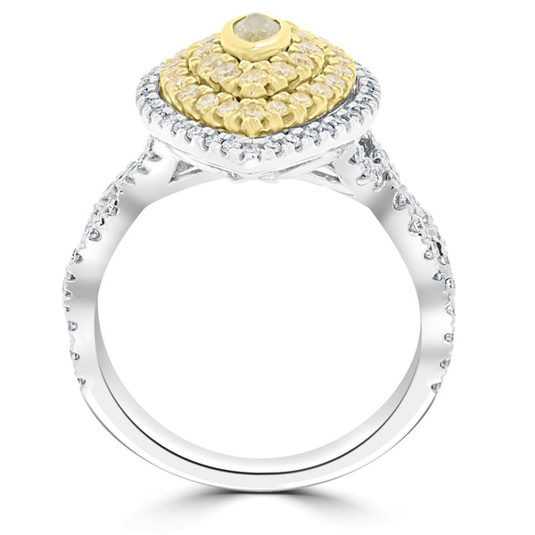 0.17ct Yellow Diamond Rings with 0.95tct Diamond set in 14K Two Tone Gold