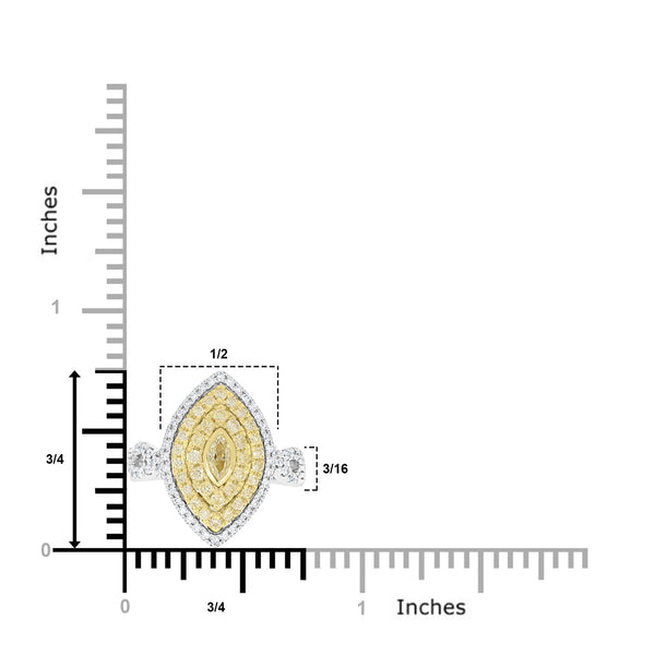 0.17ct Yellow Diamond Rings with 0.95tct Diamond set in 14K Two Tone Gold