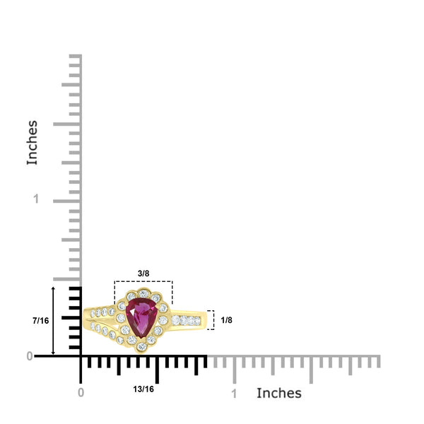 0.62Ct Ruby Ring With 0.34Tct Diamonds Set In 14K Yellow Gold
