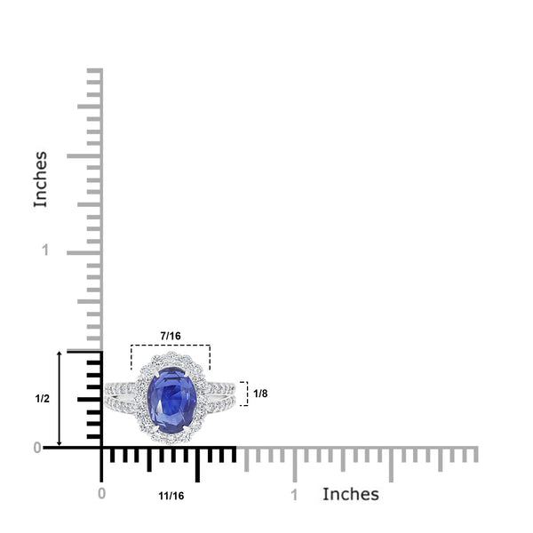 3.85ct Sapphire Ring with 0.78ct Diamonds set in Platinum 900