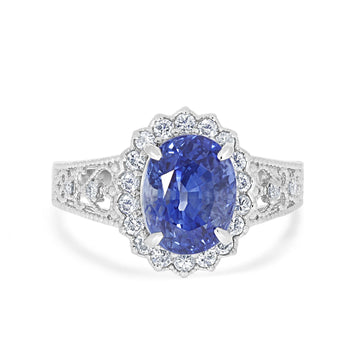 4.15ct Sapphire Ring with 0.68ct Diamonds set in Platinum 900