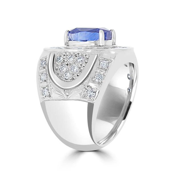 5.95ct Tanzanite Ring with 2.76ct Diamonds set in Platinum