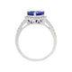 Trillion 2.16ct Tanzanite Ring With 0.38tct Diamond Halo In 14Kt White Gold
