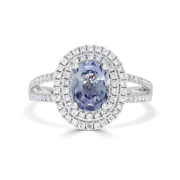 1.88ct Sapphire Rings with 0.44tct diamonds set in 18KT white gold