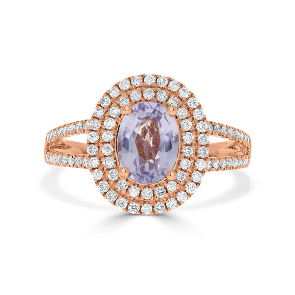 1.53ct Sapphire Rings with 0.44tct diamonds set in 18KT rose gold